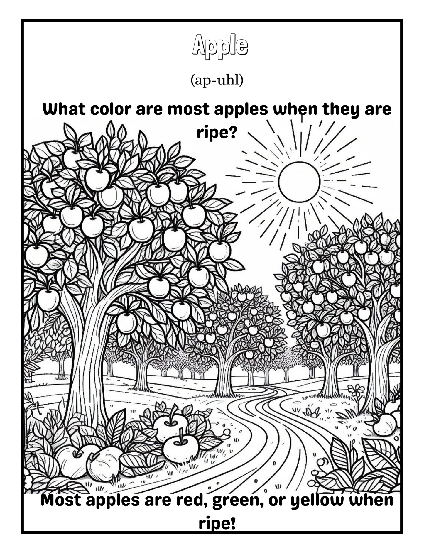 Fruitful Harvest: a coloring adventure through fruit trees